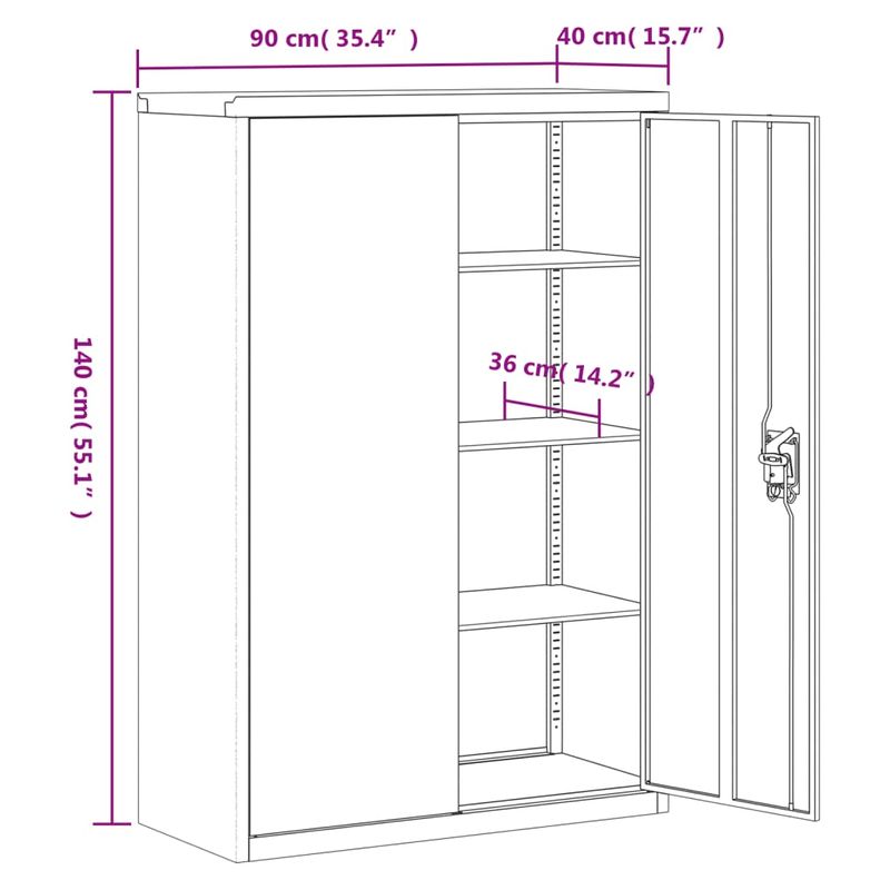 Casa si Gradina - Constructii - Depozitare, transport si protectie - Rafturi, fisete si vestiare - Fiset, antracit si rosu, 90x40x140 cm, otel - Infinity.ro