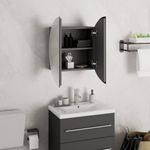 Casa si Gradina - Mobilier - Mobilier baie - Corpuri baie - Dulap de baie cu oglinda rotunda si LED, gri, 40x40x17,5 cm - Infinity.ro