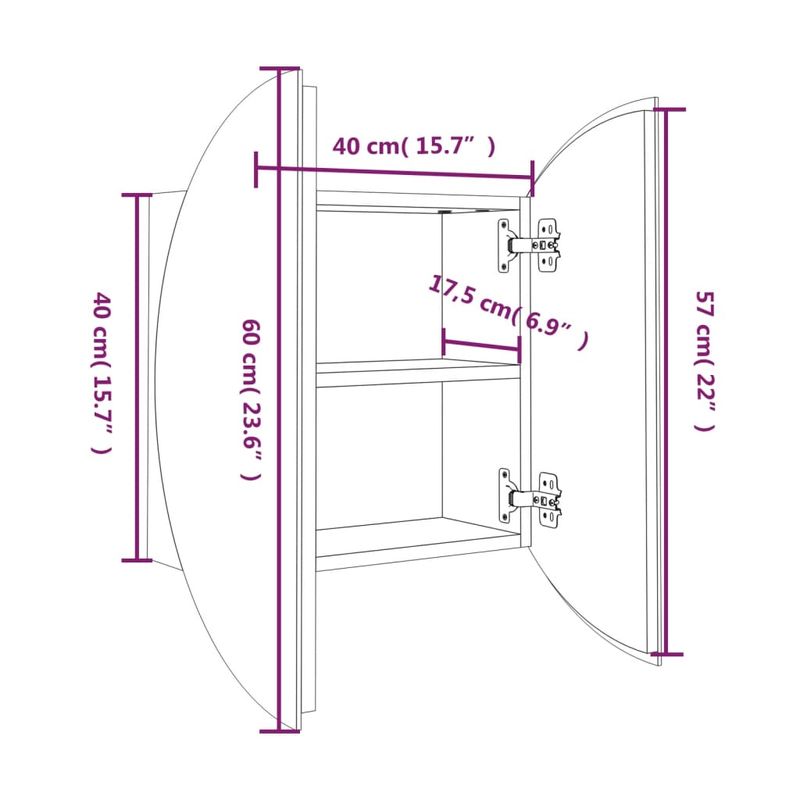 Casa si Gradina - Mobilier - Mobilier baie - Corpuri baie - Dulap de baie cu oglinda rotunda si LED, gri, 40x40x17,5 cm - Infinity.ro