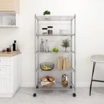 Casa si Gradina - Mobilier - Biblioteci si rafturi - Rafturi - Raft depozitare cu roti, 5 niveluri, 75x35x155 cm, crom, 250 kg - Infinity.ro