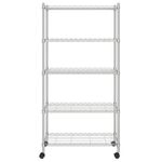 Casa si Gradina - Mobilier - Biblioteci si rafturi - Rafturi - Raft depozitare cu roti, 5 niveluri, 75x35x155 cm, crom, 250 kg - Infinity.ro