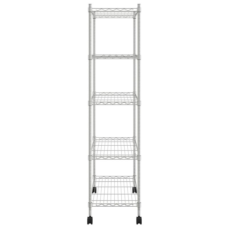 Casa si Gradina - Mobilier - Biblioteci si rafturi - Rafturi - Raft depozitare cu roti, 5 niveluri, 75x35x155 cm, crom, 250 kg - Infinity.ro