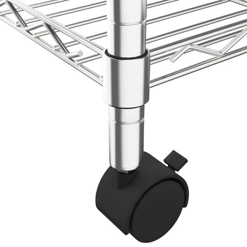 Casa si Gradina - Mobilier - Biblioteci si rafturi - Rafturi - Raft depozitare cu roti, 5 niveluri, 75x35x155 cm, crom, 250 kg - Infinity.ro