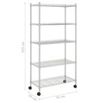 Casa si Gradina - Mobilier - Biblioteci si rafturi - Rafturi - Raft depozitare cu roti, 5 niveluri, 75x35x155 cm, crom, 250 kg - Infinity.ro