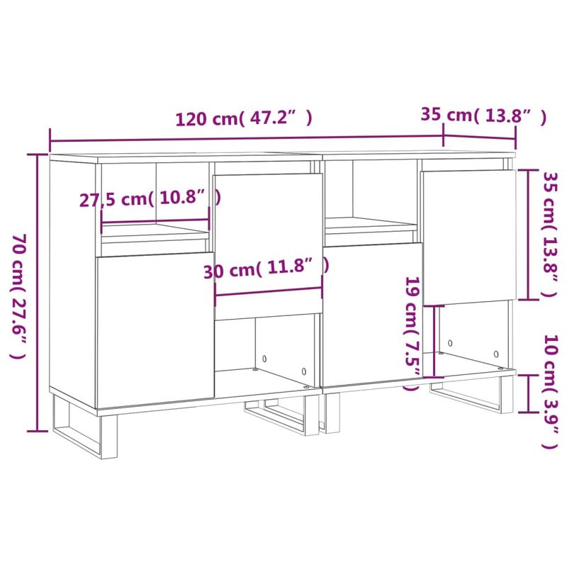 Casa si Gradina - Mobilier - Comode si corpuri - Comode - Servante, 2 piese, gri beton, lemn prelucrat - Infinity.ro