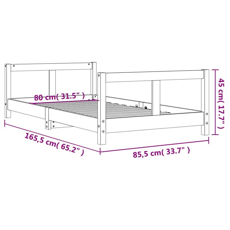 Casa si Gradina - Mobilier - Mobilier copii - Patuturi copii - Cadru de pat pentru copii, 80x160 cm, lemn masiv de pin - Infinity.ro