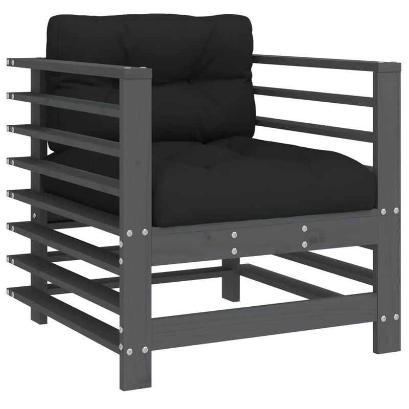 Casa si Gradina - Gradina si terasa - Mobilier exterior - Seturi mobila gradina - Set mobilier de gradina cu perne, 7 piese, gri, lemn masiv - Infinity.ro