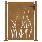 Casa si Gradina - Gradina si terasa - Garduri, panouri si accesorii - Poarta pentru gradina, 105x130 cm, otel corten, model iarba - Infinity.ro