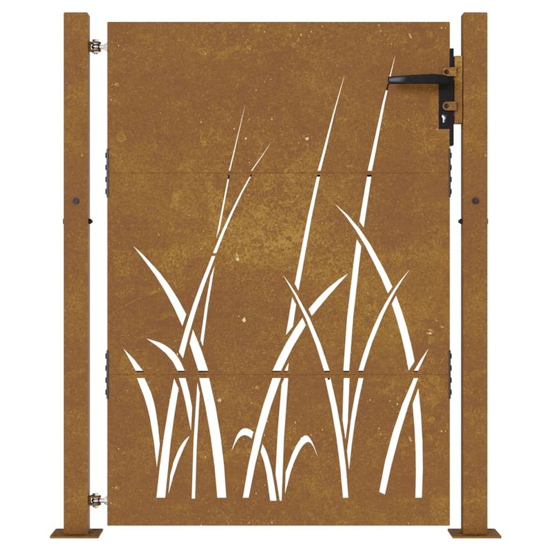 Casa si Gradina - Gradina si terasa - Garduri, panouri si accesorii - Poarta pentru gradina, 105x130 cm, otel corten, model iarba - Infinity.ro