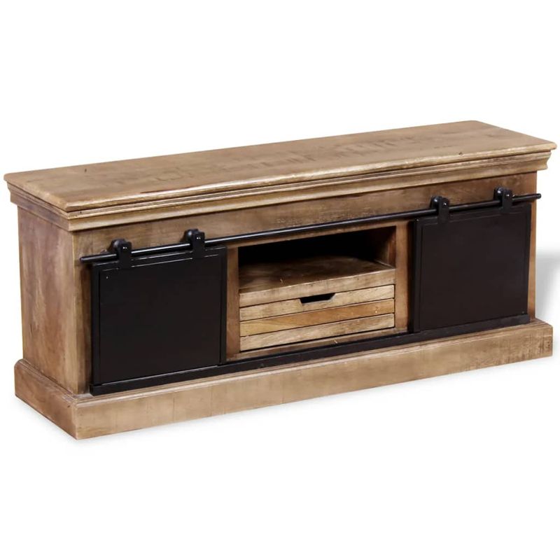 Casa si Gradina - Mobilier - Comode si corpuri - Comode - Comoda TV cu 2 usi glisante lemn de mango masiv 110x30x45 cm - Infinity.ro
