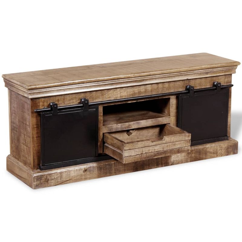 Casa si Gradina - Mobilier - Comode si corpuri - Comode - Comoda TV cu 2 usi glisante lemn de mango masiv 110x30x45 cm - Infinity.ro