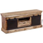 Casa si Gradina - Mobilier - Comode si corpuri - Comode - Comoda TV cu 2 usi glisante lemn de mango masiv 110x30x45 cm - Infinity.ro