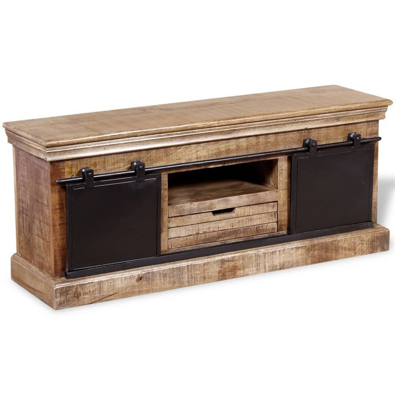 Casa si Gradina - Mobilier - Comode si corpuri - Comode - Comoda TV cu 2 usi glisante lemn de mango masiv 110x30x45 cm - Infinity.ro
