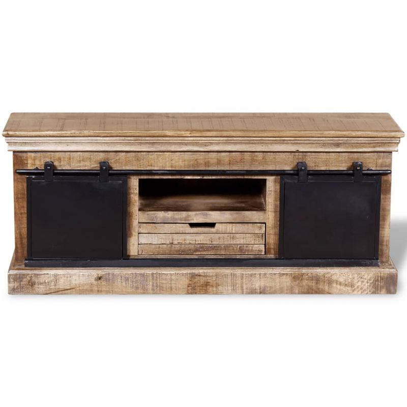Casa si Gradina - Mobilier - Comode si corpuri - Comode - Comoda TV cu 2 usi glisante lemn de mango masiv 110x30x45 cm - Infinity.ro