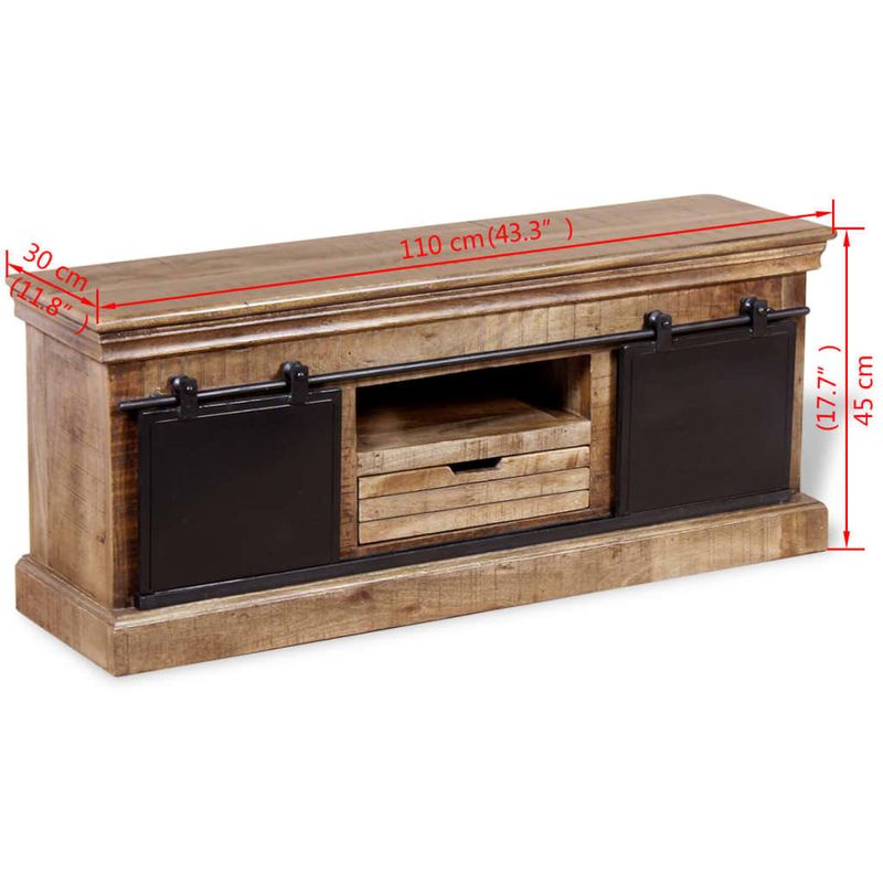 Casa si Gradina - Mobilier - Comode si corpuri - Comode - Comoda TV cu 2 usi glisante lemn de mango masiv 110x30x45 cm - Infinity.ro
