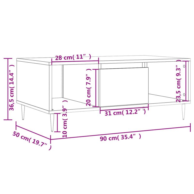 Casa si Gradina - Mobilier - Mese si birouri - Masute de cafea - Masuta de cafea, stejar maro, 90x50x36,5 cm, lemn prelucrat - Infinity.ro