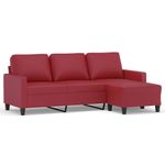 Casa si Gradina - Mobilier - Canapele si coltare - Canapele - Canapea cu 3 locuri si taburet, rosu vin 180 cm piele ecologica - Infinity.ro