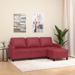 Casa si Gradina - Mobilier - Canapele si coltare - Canapele - Canapea cu 3 locuri si taburet, rosu vin 180 cm piele ecologica - Infinity.ro