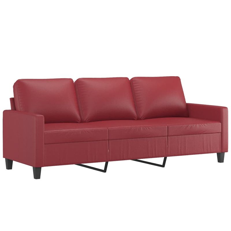 Casa si Gradina - Mobilier - Canapele si coltare - Canapele - Canapea cu 3 locuri si taburet, rosu vin 180 cm piele ecologica - Infinity.ro
