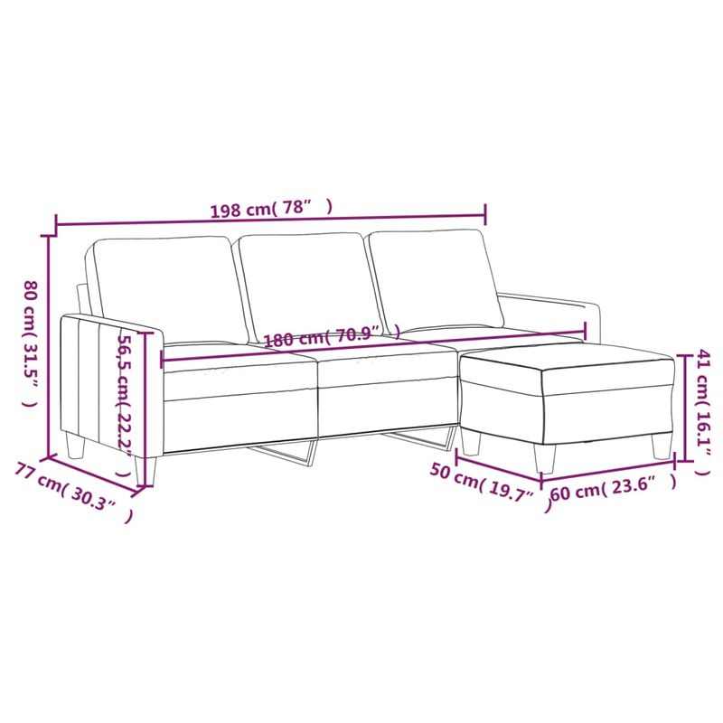 Casa si Gradina - Mobilier - Canapele si coltare - Canapele - Canapea cu 3 locuri si taburet, rosu vin 180 cm piele ecologica - Infinity.ro