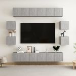 Casa si Gradina - Mobilier - Seturi de mobilier - Seturi living - Set de dulapuri TV, 10 piese, gri beton, lemn prelucrat, cantitate în pachet: 1, lăţime 180 cm - Infinity.ro