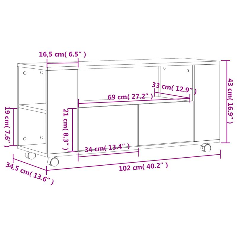 Casa si Gradina - Mobilier - Comode si corpuri - Comode - Comoda TV, stejar sonoma, 102x34,5x43 cm, lemn prelucrat - Infinity.ro