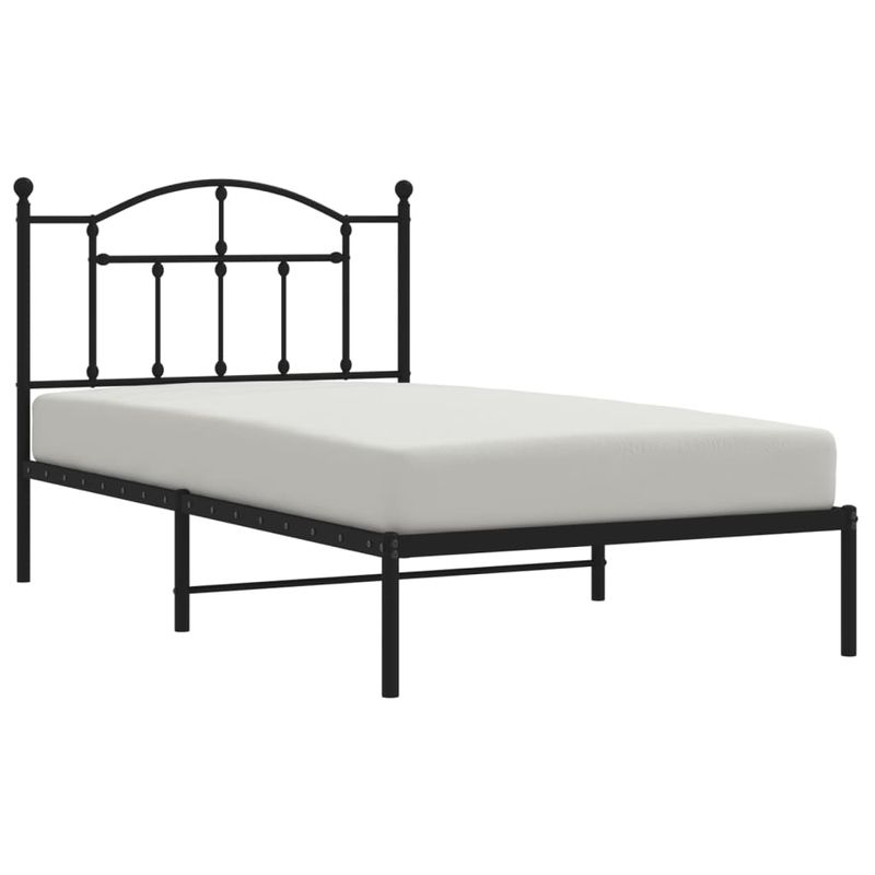 Casa si Gradina - Mobilier - Paturi si accesorii - Paturi - Cadru de pat metalic cu tablie, negru, 100x190 cm - Infinity.ro