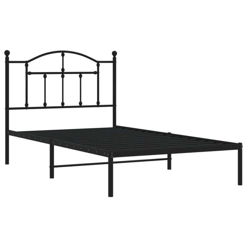 Casa si Gradina - Mobilier - Paturi si accesorii - Paturi - Cadru de pat metalic cu tablie, negru, 100x190 cm - Infinity.ro