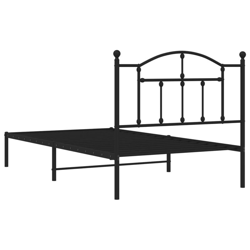 Casa si Gradina - Mobilier - Paturi si accesorii - Paturi - Cadru de pat metalic cu tablie, negru, 100x190 cm - Infinity.ro