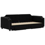 Casa si Gradina - Mobilier - Paturi si accesorii - Paturi - Pat de zi cu extensie si sertare, negru, 90x190cm, textil - Infinity.ro