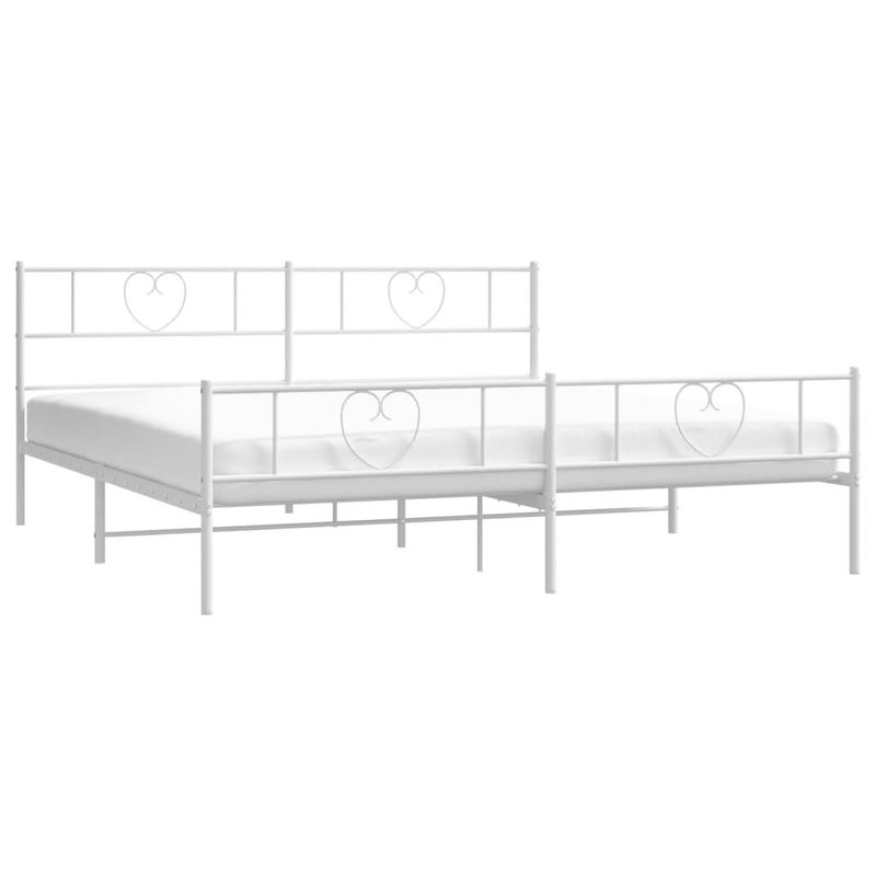 Casa si Gradina - Mobilier - Paturi si accesorii - Paturi - Cadru de pat metalic cu tablie de cap/picioare, alb, 180x200 cm - Infinity.ro