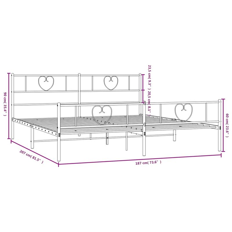 Casa si Gradina - Mobilier - Paturi si accesorii - Paturi - Cadru de pat metalic cu tablie de cap/picioare, alb, 180x200 cm - Infinity.ro