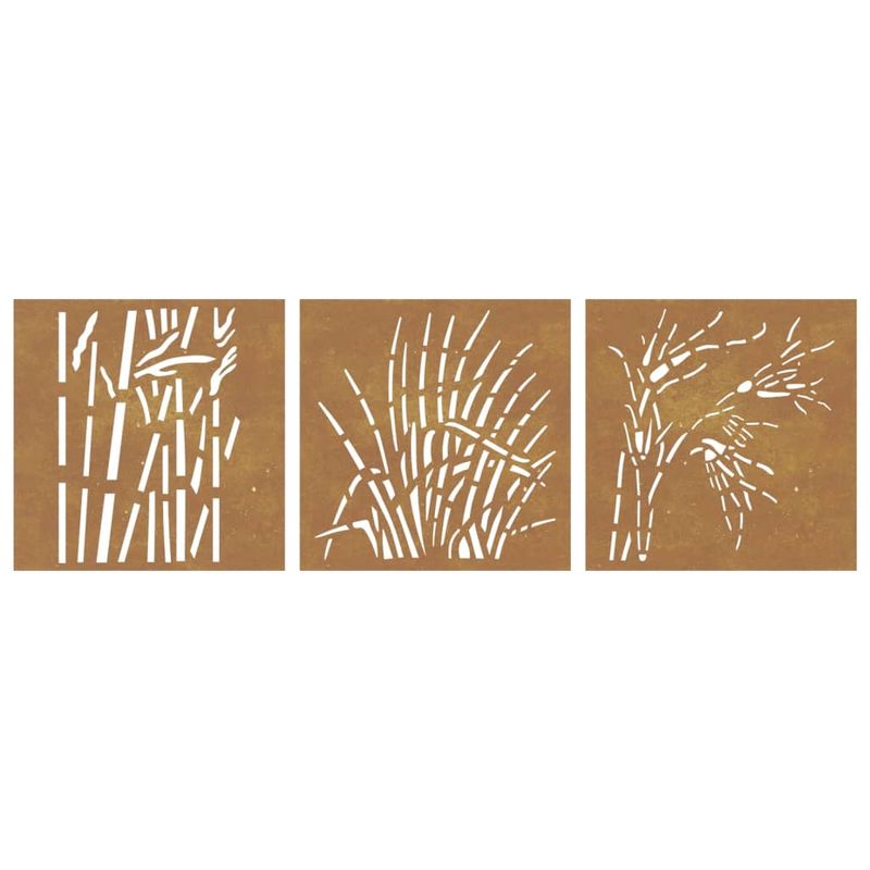 Casa si Gradina - Decoratiuni - Decoratiuni perete - Decor de perete 3 buc. 55x55 cm model iarba otel Corten - Infinity.ro