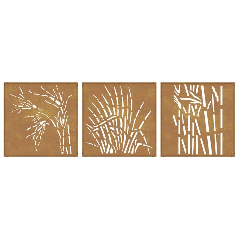 Casa si Gradina - Decoratiuni - Decoratiuni perete - Decor de perete 3 buc. 55x55 cm model iarba otel Corten - Infinity.ro