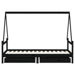 Casa si Gradina - Mobilier - Mobilier copii - Patuturi copii - Cadru de pat copii cu sertare, negru, 90x190 cm, lemn masiv pin - Infinity.ro