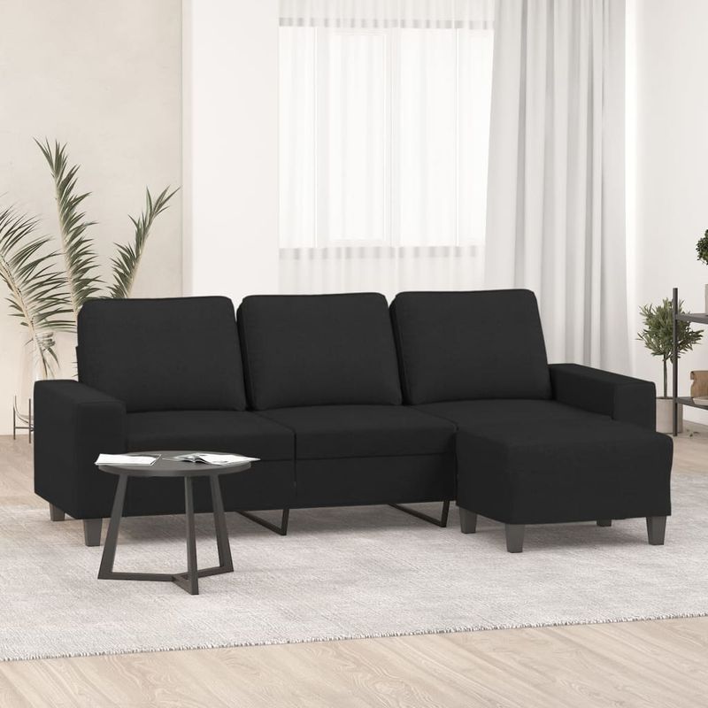 Casa si Gradina - Mobilier - Canapele si coltare - Canapele - Canapea cu 3 locuri cu taburet, negru, 180 cm, material textil - Infinity.ro
