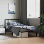 Casa si Gradina - Mobilier - Paturi si accesorii - Paturi - Cadru de pat din metal cu tablie, negru, 107x203 cm - Infinity.ro