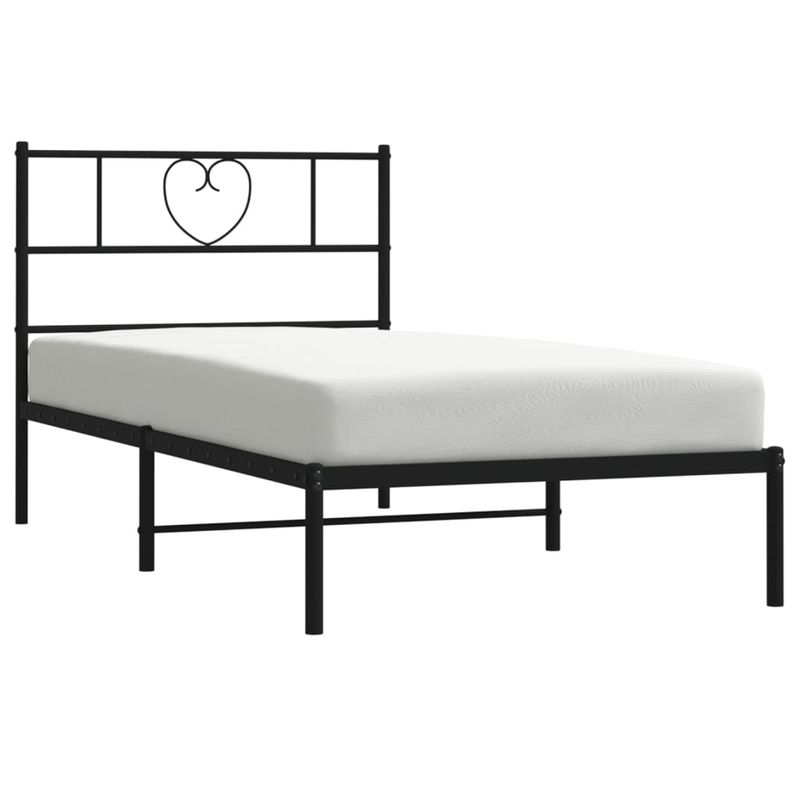 Casa si Gradina - Mobilier - Paturi si accesorii - Paturi - Cadru de pat din metal cu tablie, negru, 107x203 cm - Infinity.ro