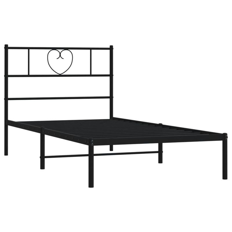Casa si Gradina - Mobilier - Paturi si accesorii - Paturi - Cadru de pat din metal cu tablie, negru, 107x203 cm - Infinity.ro