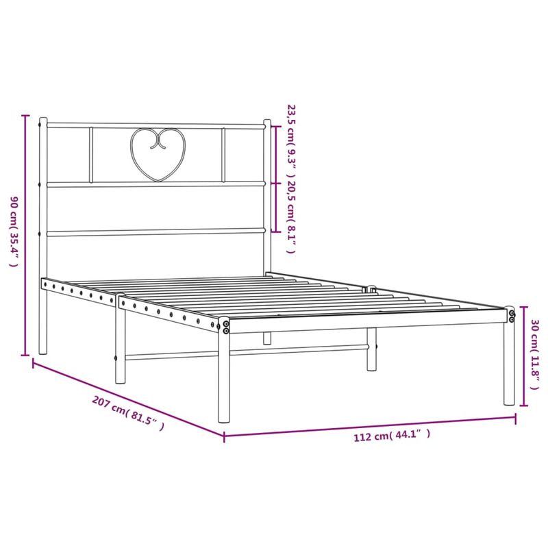 Casa si Gradina - Mobilier - Paturi si accesorii - Paturi - Cadru de pat din metal cu tablie, negru, 107x203 cm - Infinity.ro