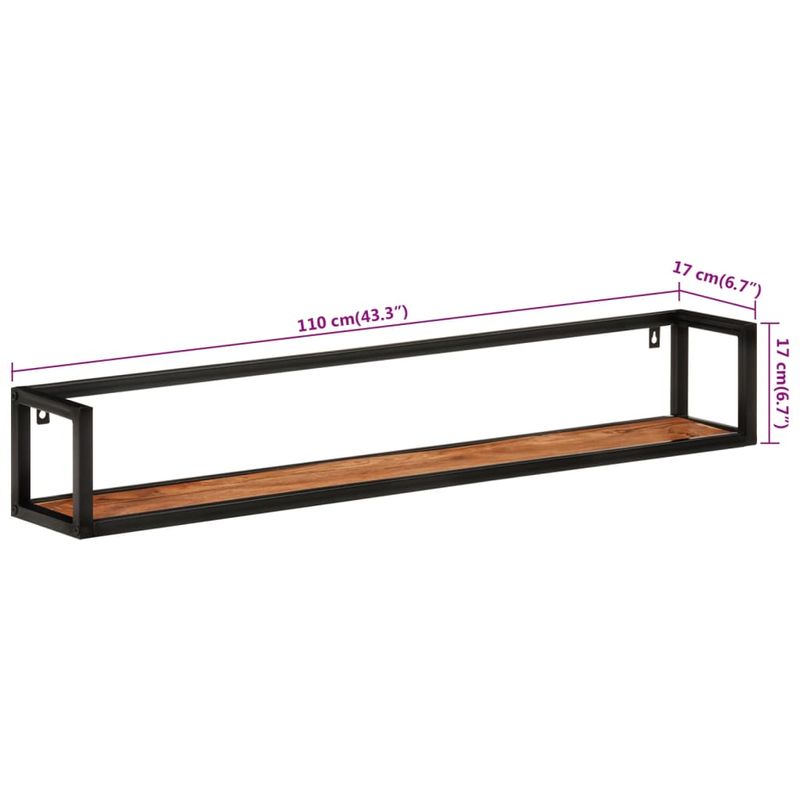 Casa si Gradina - Mobilier - Biblioteci si rafturi - Rafturi - Rafturi de perete 2 buc. 110x17x17 cm lemn masiv acacia si fier - Infinity.ro