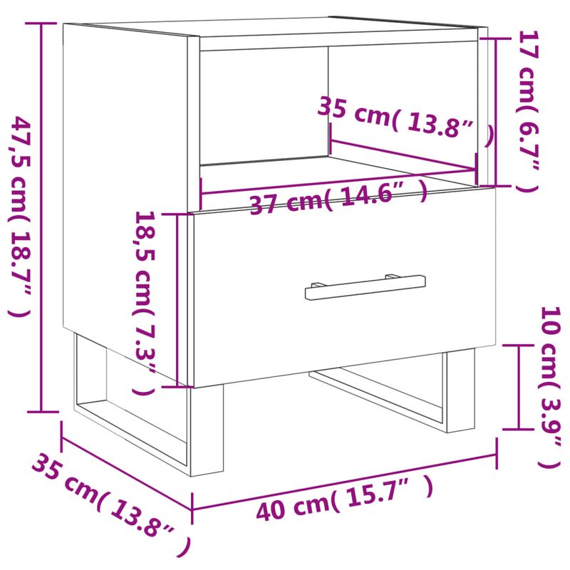 Casa si Gradina - Mobilier - Comode si corpuri - Noptiere - Noptiera, gri beton, 40x35x47,5 cm, lemn compozit - Infinity.ro