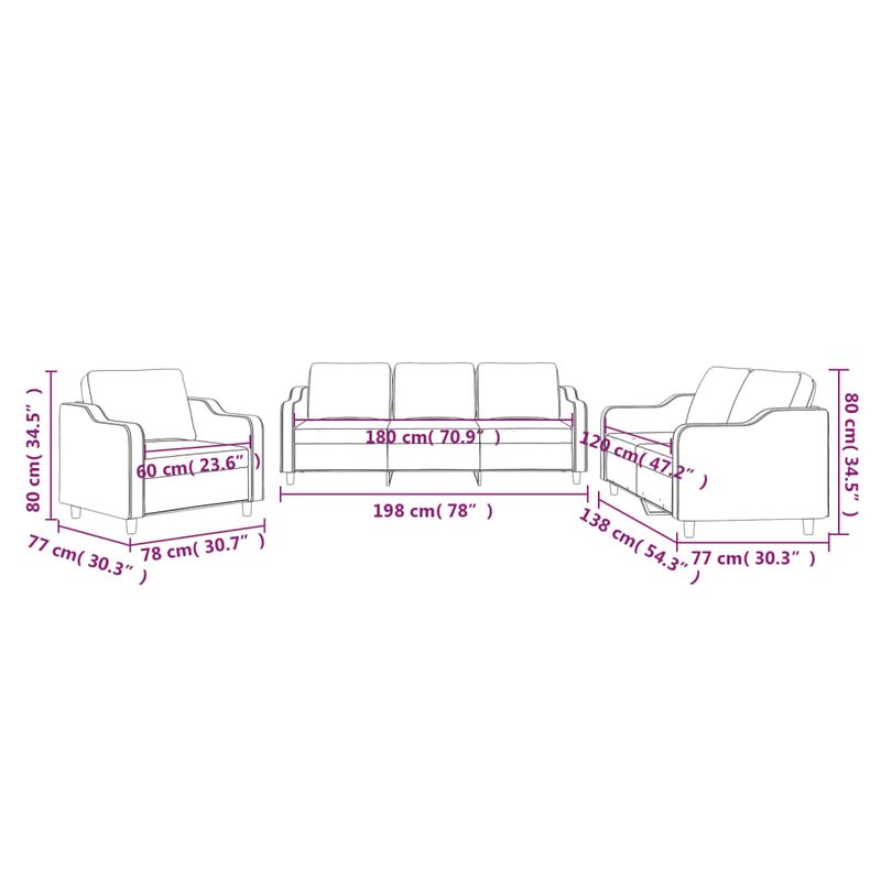 Casa si Gradina - Mobilier - Seturi de mobilier - Seturi living - Set de canapele cu perne, 3 piese, galben deschis, textil - Infinity.ro