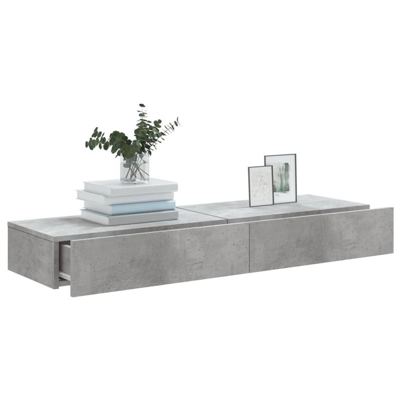 Casa si Gradina - Mobilier - Comode si corpuri - Comode - Comode TV cu lumini LED, 2 buc., gri beton, 60x35x15,5 cm - Infinity.ro