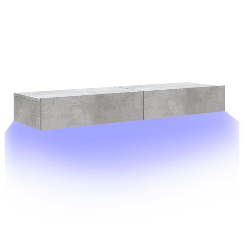 Casa si Gradina - Mobilier - Comode si corpuri - Comode - Comode TV cu lumini LED, 2 buc., gri beton, 60x35x15,5 cm - Infinity.ro