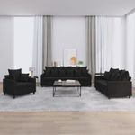 Casa si Gradina - Mobilier - Seturi de mobilier - Seturi living - Set de canapele cu perne, 3 piese, negru, catifea - Infinity.ro