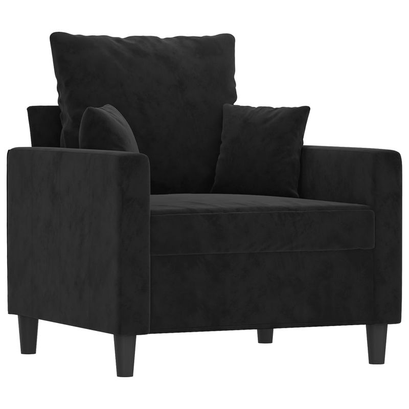 Casa si Gradina - Mobilier - Seturi de mobilier - Seturi living - Set de canapele cu perne, 3 piese, negru, catifea - Infinity.ro