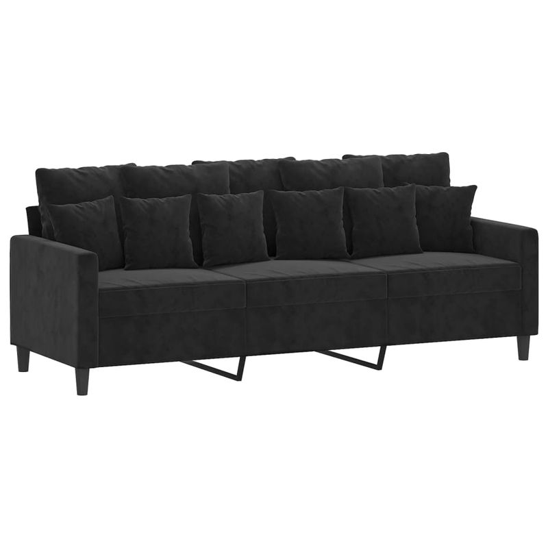 Casa si Gradina - Mobilier - Seturi de mobilier - Seturi living - Set de canapele cu perne, 3 piese, negru, catifea - Infinity.ro