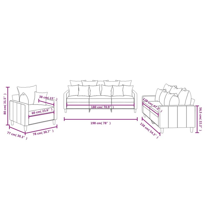 Casa si Gradina - Mobilier - Seturi de mobilier - Seturi living - Set de canapele cu perne, 3 piese, negru, catifea - Infinity.ro