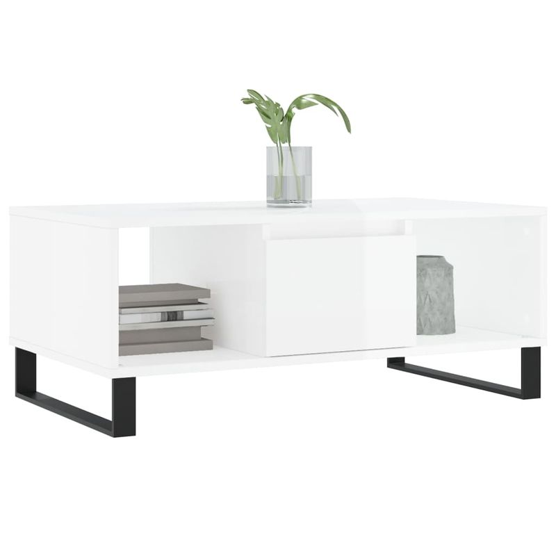 Casa si Gradina - Mobilier - Mese si birouri - Masute de cafea - Masuta de cafea, alb extralucios, 90x50x36,5 cm, lemn compozit - Infinity.ro
